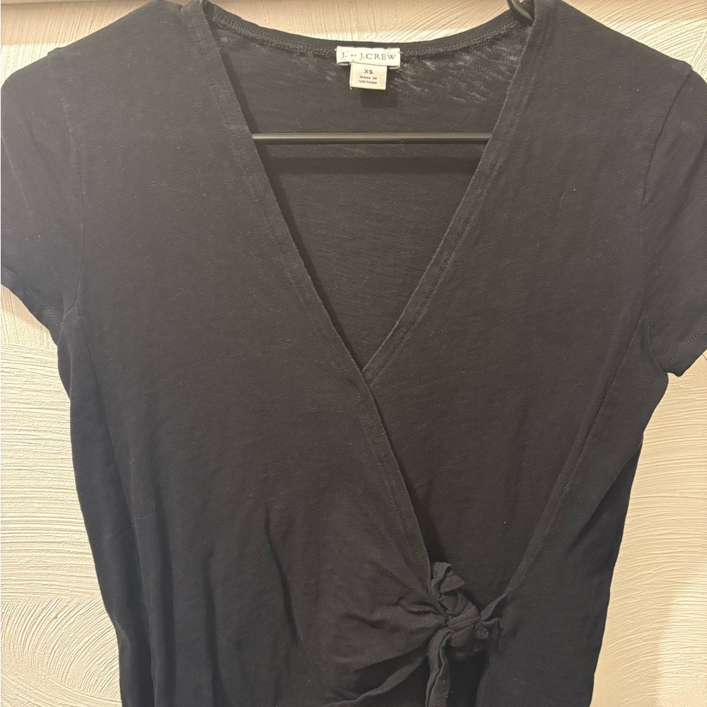 J. Crew Women's Black Wrap Top